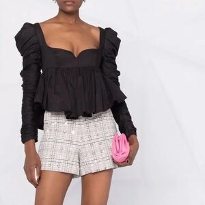 Self Portrait Embellished Check Shorts